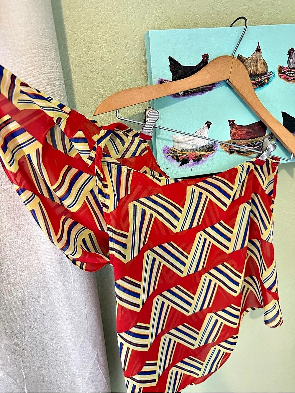 Geometric Blouse in Red & Yellow